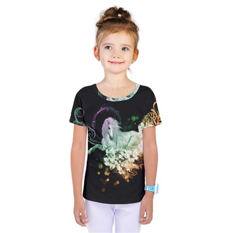 Wonderful Unicorn With Flowers Kids  One Piece Tee by FantasyWorld7