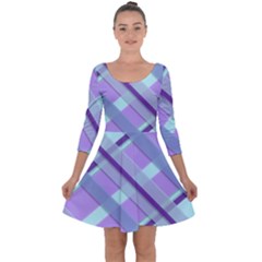 Diagonal Plaid Gingham Stripes Quarter Sleeve Skater Dress by Nexatart