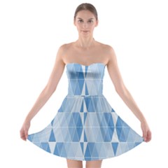 Blue Monochrome Geometric Design Strapless Bra Top Dress by Nexatart