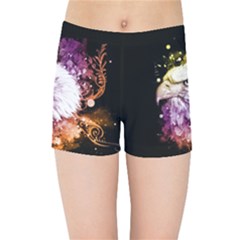 Awesome Eagle With Flowers Kids Sports Shorts by FantasyWorld7