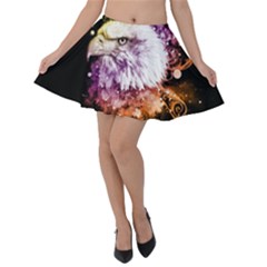 Awesome Eagle With Flowers Velvet Skater Skirt by FantasyWorld7