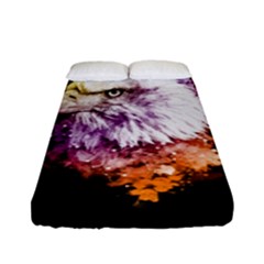 Awesome Eagle With Flowers Fitted Sheet (full/ Double Size) by FantasyWorld7