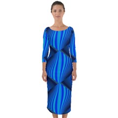 Abstract Waves Motion Psychedelic Quarter Sleeve Midi Bodycon Dress by Nexatart