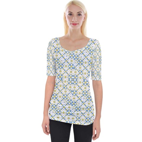 Vivid Check Geometric Pattern Wide Neckline Tee by dflcprints