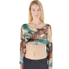 Tiger Shark Long Sleeve Crop Top by redmaidenart