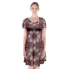 Oriental Ornate Pattern Short Sleeve V-neck Flare Dress by dflcprints