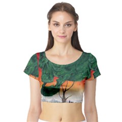 Skull Hedge Short Sleeve Crop Top by redmaidenart