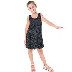 Dark Ethnic Sharp Pattern Kids  Sleeveless Dress by dflcprints