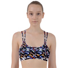 Multicolor Geometric Abstract Pattern Line Them Up Sports Bra by dflcprints