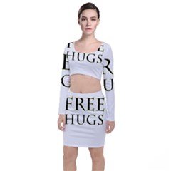 Freehugs Long Sleeve Crop Top & Bodycon Skirt Set by cypryanus