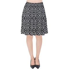 Black And White Tribal Print Velvet High Waist Skirt by dflcprints