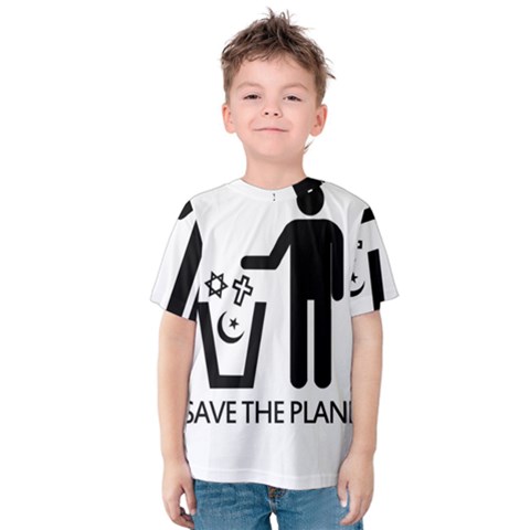 Save The Planet - Religions  Kids  Cotton Tee by Valentinaart