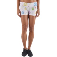 Easter Pattern Yoga Shorts by Valentinaart