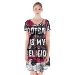 Football Is My Religion Short Sleeve V-neck Flare Dress by Valentinaart