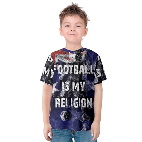 Football Is My Religion Kids  Cotton Tee by Valentinaart