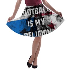 Football Is My Religion A-line Skater Skirt by Valentinaart