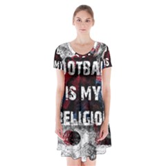 Football Is My Religion Short Sleeve V-neck Flare Dress by Valentinaart