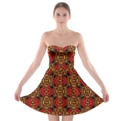 Colorful Ornate Pattern Design Strapless Bra Top Dress by dflcprints