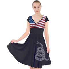 Gadsden Flag Don t Tread On Me Cap Sleeve Front Wrap Midi Dress by snek