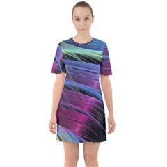 Abstract Satin Sixties Short Sleeve Mini Dress by Sapixe