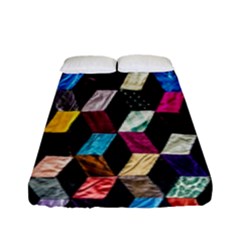 Abstract Multicolor Cubes 3d Quilt Fabric Fitted Sheet (full/ Double Size) by Sapixe