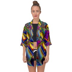 Abstract Digital Art Open Front Chiffon Kimono by Sapixe