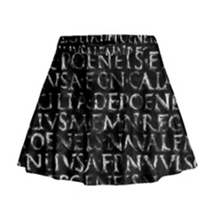 Antique Roman Typographic Pattern Mini Flare Skirt by dflcprints