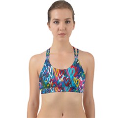 Graffiti Hearts Street Art Spray Paint Rad Back Web Sports Bra by genx