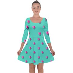 Love Heart Set Seamless Pattern Quarter Sleeve Skater Dress by Nexatart