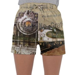 Train Vintage Tracks Travel Old Sleepwear Shorts by Nexatart