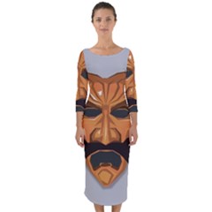 Mask India South Culture Quarter Sleeve Midi Bodycon Dress by Nexatart