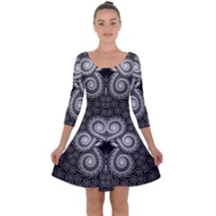 Fractal Filigree Lace Vintage Quarter Sleeve Skater Dress by Nexatart