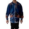 Eruption Of Volcano Sea Full Moon Fantasy Art Hooded Wind Breaker (Kids) View1