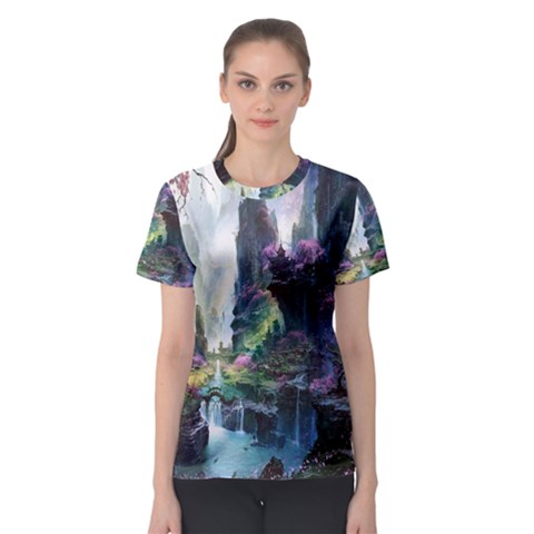 Fantastic World Fantasy Painting Women s Sport Mesh Tee by Sapixe