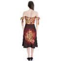 Wonderful Tiger With Flowers And Grunge Shoulder Tie Bardot Midi Dress View2