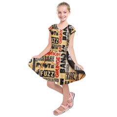 Guitar Typography Kids  Short Sleeve Dress by Sapixe