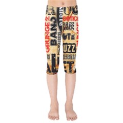 Guitar Typography Kids  Capri Leggings  by Sapixe