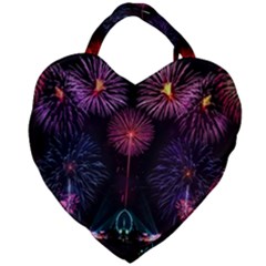 Happy New Year New Years Eve Fireworks In Australia Giant Heart Shaped Tote by Sapixe