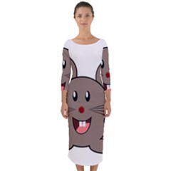 Raton Mouse Christmas Xmas Stuffed Animal Quarter Sleeve Midi Bodycon Dress by Sapixe