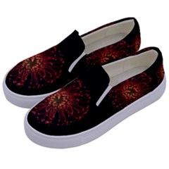 Red Flower Blooming In The Dark Kids  Canvas Slip Ons by Sapixe