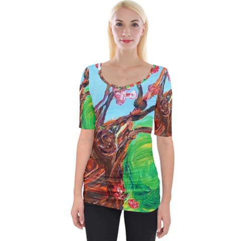 Coral Tree Blooming Wide Neckline Tee by bestdesignintheworld