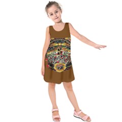 Tattoo Art Print Traditional Artwork Lighthouse Wave Kids  Sleeveless Dress by Sapixe