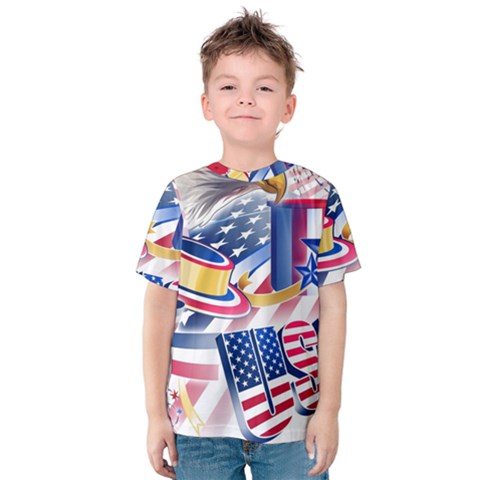 United States Of America Usa  Images Independence Day Kids  Cotton Tee by Sapixe