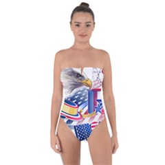 United States Of America Usa  Images Independence Day Tie Back One Piece Swimsuit by Sapixe