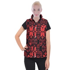 Christmas Red And Black Background Women s Button Up Vest by Sapixe