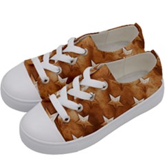 Stars Brown Background Shiny Kids  Low Top Canvas Sneakers by Sapixe