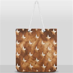 Stars Brown Background Shiny Full Print Rope Handle Tote (large) by Sapixe