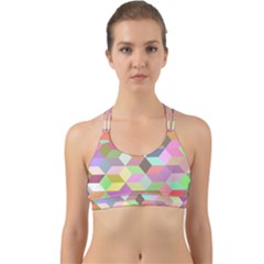 Mosaic Background Cube Pattern Back Web Sports Bra by Sapixe