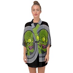 Zombie Pictured Illustration Half Sleeve Chiffon Kimono by Sapixe