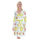 Colorful Doodle Soda Cartoon Set Long Sleeve Velvet Front Wrap Dress View1